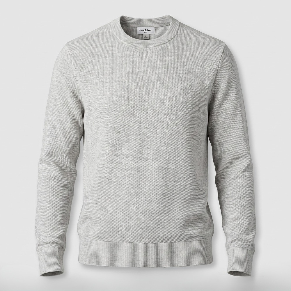 Goodfellow Mens Large Gray Sweater Crewneck Textured Cotton Blend Knit